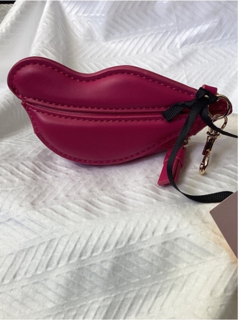 Diane Von Furstenberg PINK Lips Coin pouch Bag Charm Clip NWT
